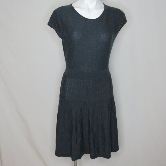 Ann Taylor LOFT Teal Blue Fine Knit Sweater Dress Back Women's M Medium - Picture 6 of 9